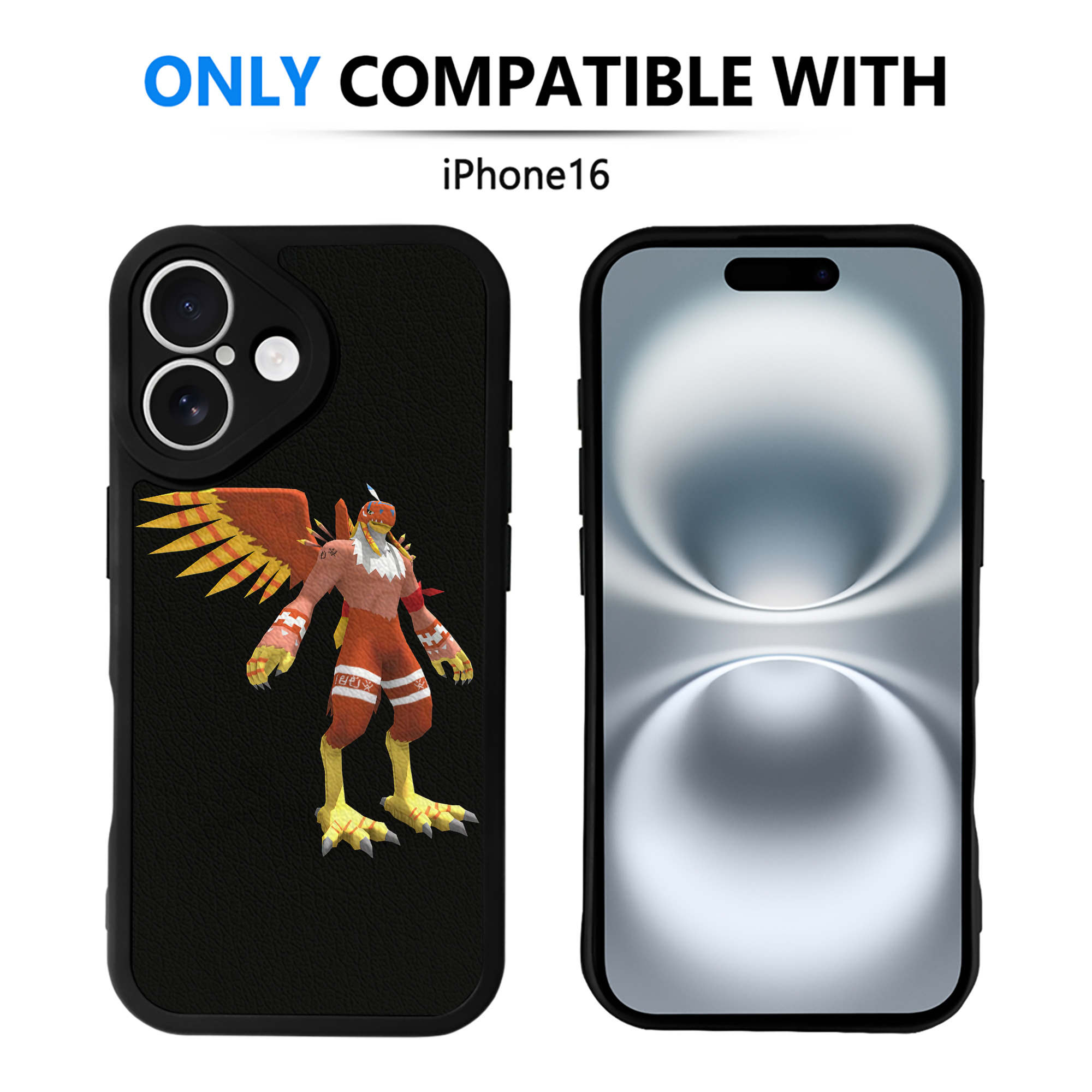 （画像用） Digimon デジタルモンスター/デジモン 【iPhone 16シリーズ対応】シリコンスマホケース（レザー調） 材質：シリコン